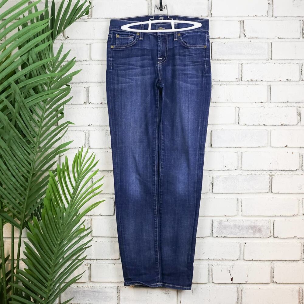 7 For All Mankind The Slim Cigarette Denim Jeans Mid Rise Medium Wash Size 26
